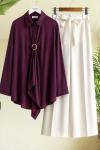 Tokalı Tek düğmeli Kimono Gömlek Mürdüm BK9581