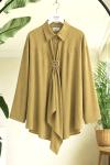 Tokalı Tek düğmeli Kimono Gömlek Yağyeşil BK9581