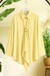 Tokalı Tek düğmeli Kimono Gömlek Sarı  BK9581