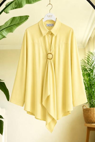 Tokalı Tek düğmeli Kimono Gömlek Sarı  BK9581