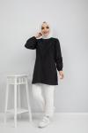 Trikoton Gömlek Tunik Siyah GLN 873