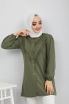 Trikoton Gömlek Tunik  yeşil GLN 873