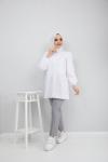 Trikoton Gömlek Tunik  Beyaz GLN 873