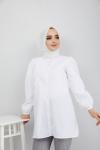 Trikoton Gömlek Tunik  Beyaz GLN 873