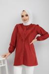 Trikoton Gömlek Tunik  Bordo GLN 873
