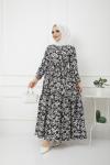Trikoton Mevlana Model Elbise Siyah  UMS1152