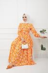 Trikoton Mevlana Model Elbise Turuncu   UMS1152