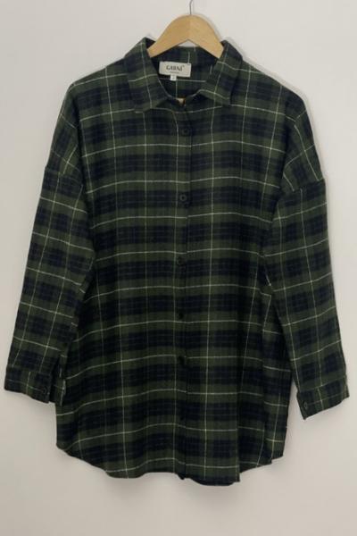 Üççizgi Yünkaşmir gömlek tunik Koyuyeşil SH40161