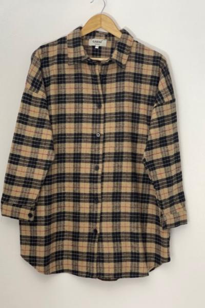 Üççizgi Yünkaşmir gömlek tunik Camel SH40161