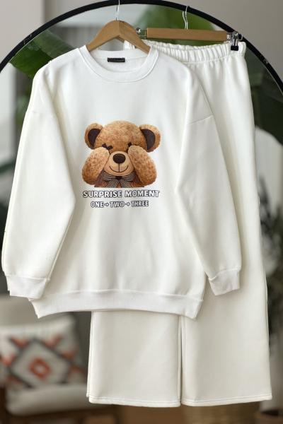 Üçiplik ayıcıklı ikili Takım Beyaz SLT30555