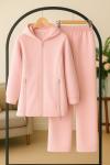 Üçiplik kapşonlu Fermuar Detaylı Takım  Pembe UMS50331