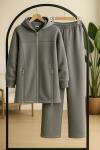 Üçiplik kapşonlu Fermuar Detaylı Takım Gri  UMS50331