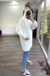 Üçiplik  şardonlu sweatshirt   Beyaz  ADY1310