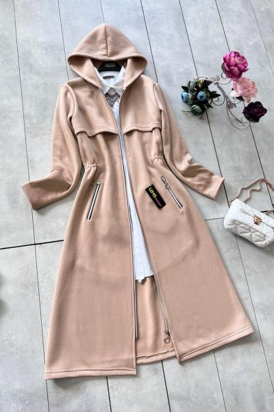 Üçiplik kapşonlu içi polarlı Kap Bej UMS50105