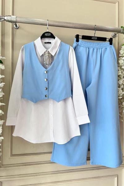 Üçlü İthal Double kumaş Takım  Bebemavı UMS 50203