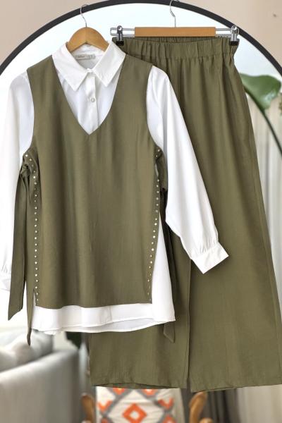 Üçlü taş İşleme yandan bağlamalı Takım yeşil FİX8063