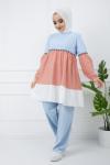 Üçrenk Keten Tunik Gül PNK972