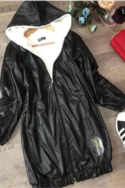 ums 359 kol payetli içi polarlı mont siyah