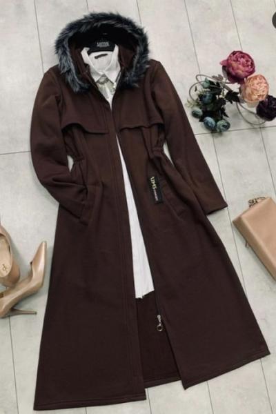 ums375 kapşonlu 3 iplik kahve