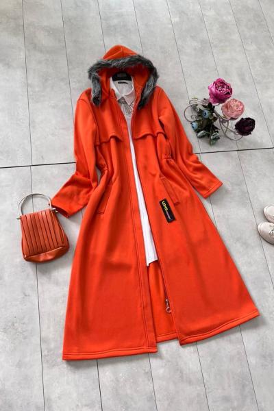 ums375 kapşonlu 3 iplik  turuncu