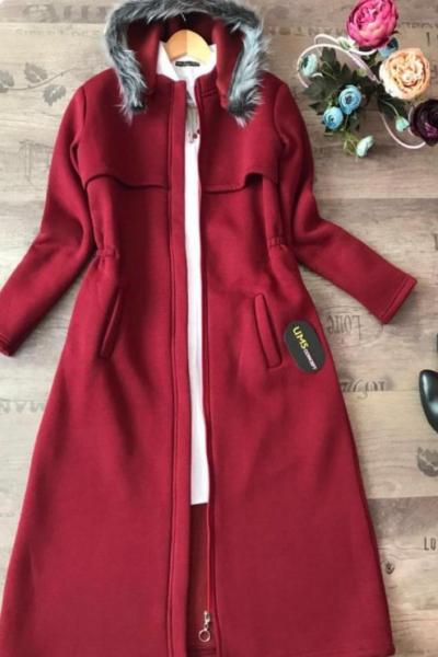 ums375 kapşonlu 3 iplik bordo