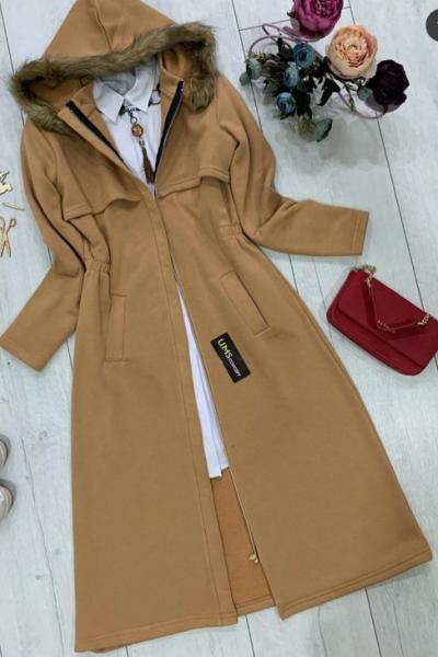 ums375 kapşonlu 3 iplik camel