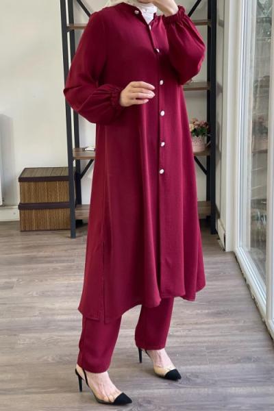 Uzun Ayrobin Kumaş Takım Bordo SLT1503