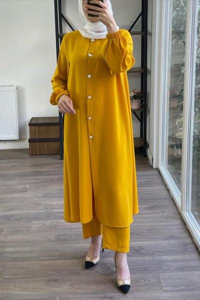 Uzun Ayrobin Kumaş Takım Sarı SLT1503