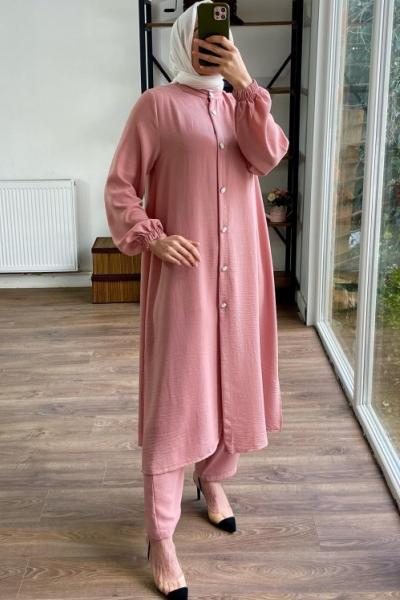 Uzun Ayrobin Kumaş Takım Gül SLT1503