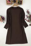 Uzun iki iplik tunik Kahve SLT1493