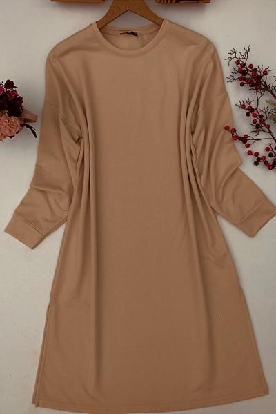 Uzun ikiplik tunik camel ADS3025