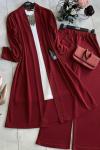 UZUN KOL İÇLİKLİ ÜÇLÜ TAKIM BORDO UMS 878