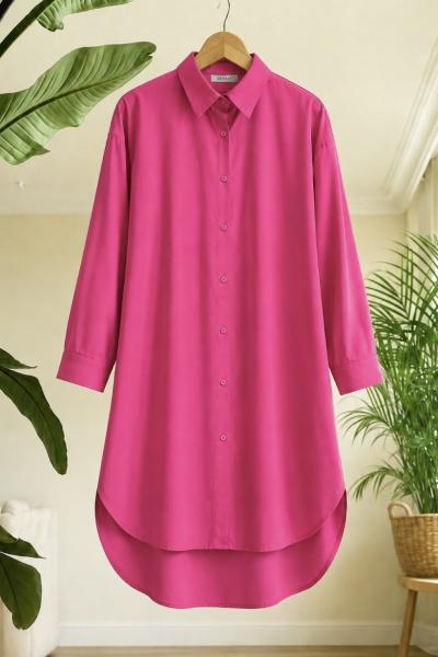 Uzun salaş tunik  füşya SH3092