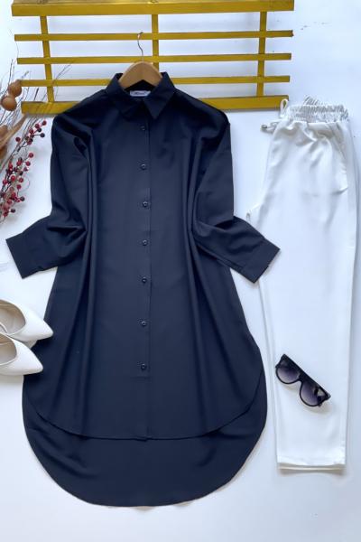 Uzun salaş tunik  Siyah   SH3092
