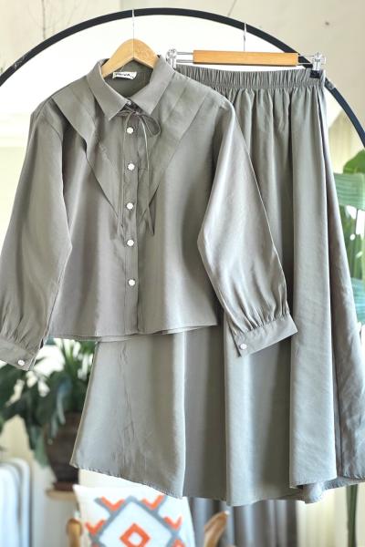 V Patlı Elmas düğmeli cepli EtekliTakım Yeşil NV4521