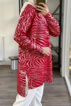 Varaklı zebra desen triko tunik