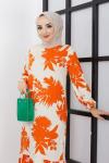 Viskon kumaş elbise  turuncu  UMS1639