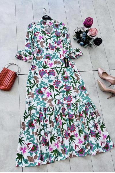 Viskon kumaş elbise yeşil UMS1647