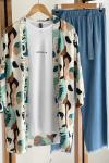 Viskon pamuklu kumaş kimono MintFİX1590