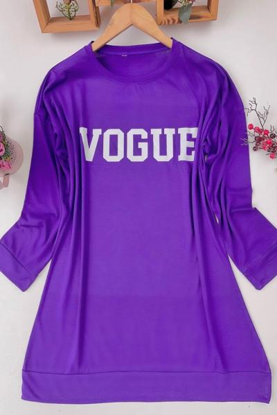 Vogue baskılı penye tunik lila  SLT1544