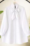 Yaka bağlamalı Fiyonklu Tunik Beyaz TB8054