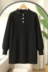 Yaka düğmesi triko Tunik siyah NS9030