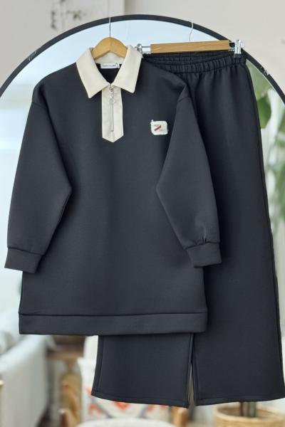 Yaka fermuarlı   Takım Siyah YR30549