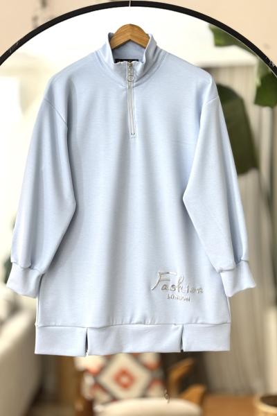 Yaka fermuarlı Oysh tunik Mavi TCN40118