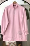 Yaka fermuarlı Oysh tunik  Pembe TCN40118