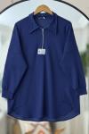 Yaka fermuarlı Oysh Tunik Lacivert BK9015