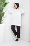 Yaka fermuarlı cepli tunik Beyaz SLT30106