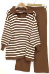 Yaka fermuarlı çizgili triko takım  camel SLT30179