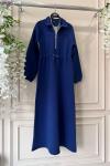 Yaka fermuarlı üçiplik elbise lacivert UMS50123