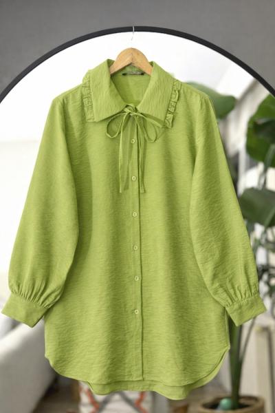 Yaka fırfırlı ve Bağcık Detaylı Tunik mint NEW30299